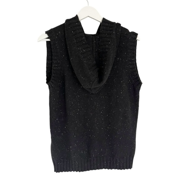 Woolrich Ramie Rabbit Hair Women’s Hooded Vest Black Red White Size Medium - Picture 2 of 8